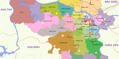 Kart over hanoi-distriktet